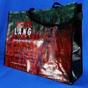 Traditionell und stilvoll: Die Vorderansicht der Lang Yarns Einkaufstasche.